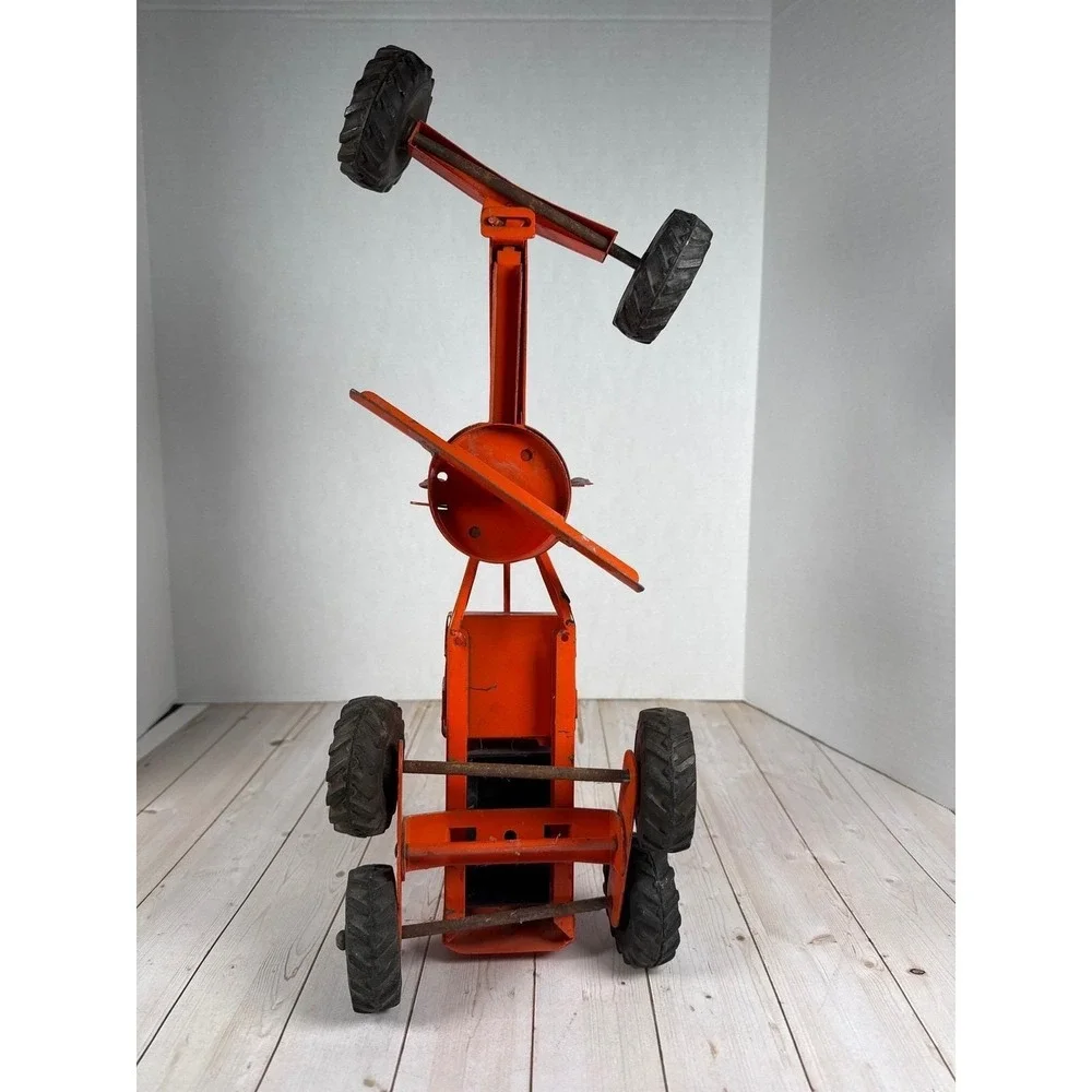 Vintage 1950s Ny-Lint Toys Pressed Steel Road Grader Orange 19 inch Construction